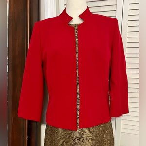 Kasper Womens Blazer Jacket Size 4 Red 3/4 Sleeve Size 4 Not Worn